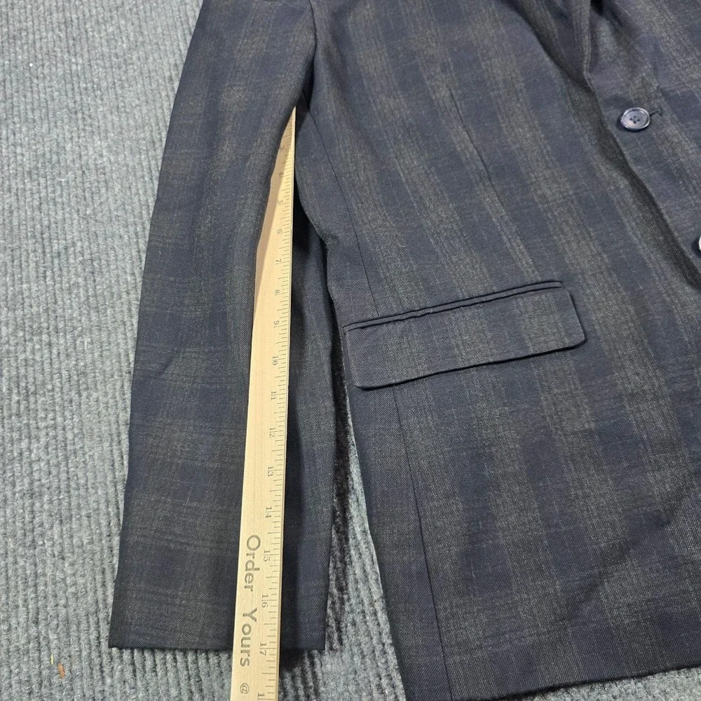 Banana Republic Blazer Jacket Mens 42 Gray Plaid Tailored Fit Lined Sport Coat